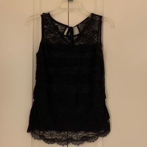 Navy Ann Taylor Lace Shell